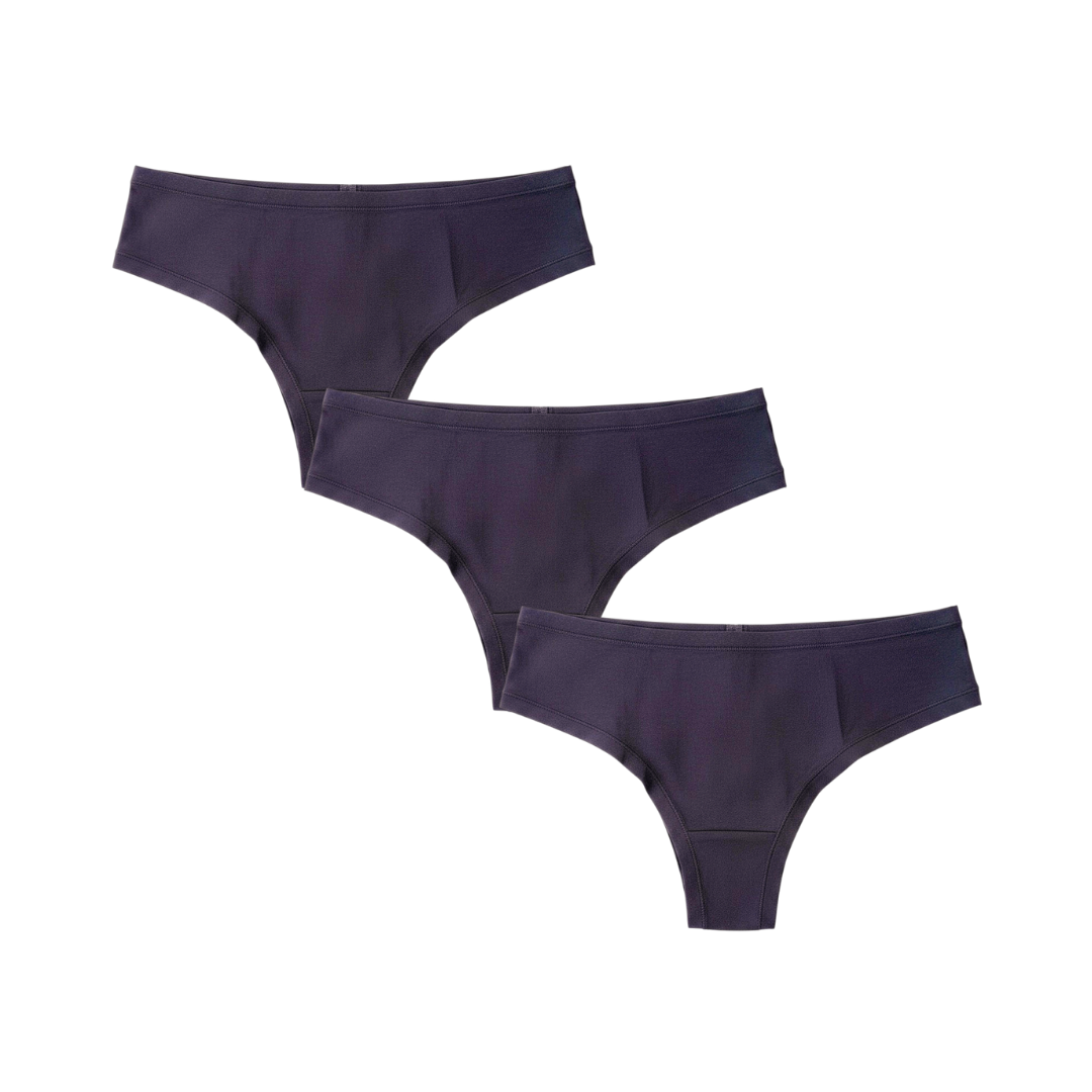 Clétte Sakura full coverage thong underwear 3-pack in black, women’s comfort underwear