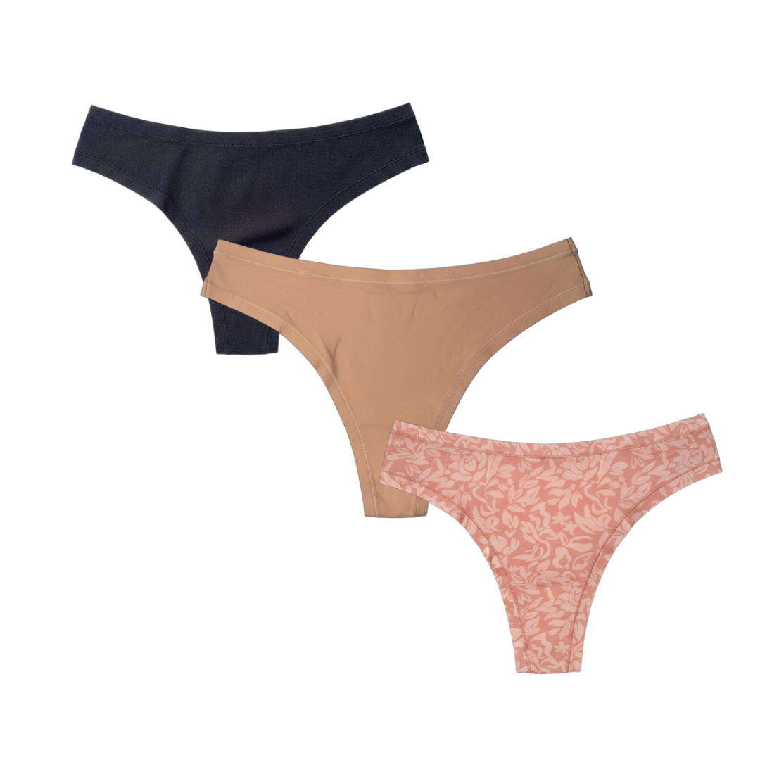 Clétte solene minimal coverage thong underwear 3-pack, women’s comfort underwear