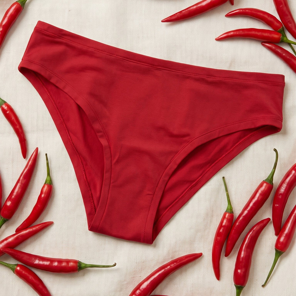 Benissa Mid-Rise Bikini Briefs: Chili