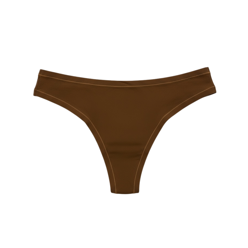 Soléne: Minimal Low-Rise Thong: Toasted