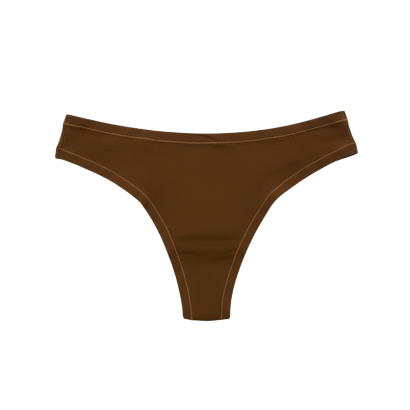 Soléne: Minimal Low-Rise Thong: Toasted